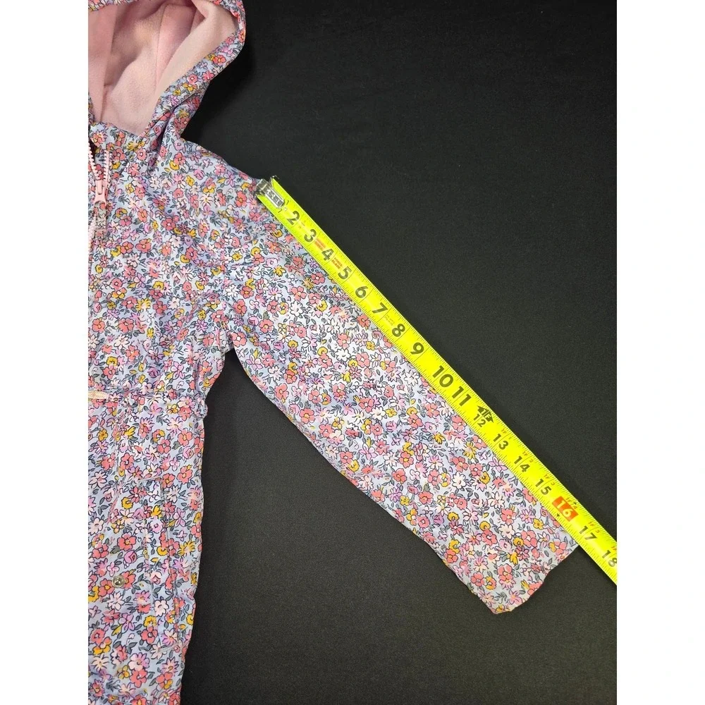 OshKosh B'gosh Girls L 6X Floral Hooded Jacket Pink Fleece Lined Zip Coat